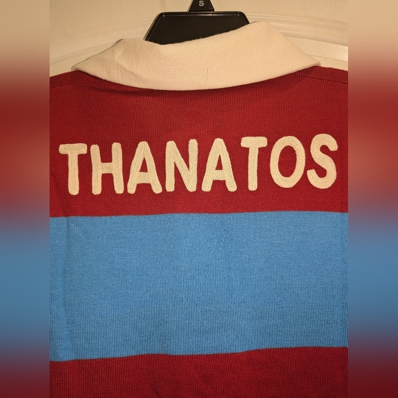 20. NWT GUCCI BLUE STRIPED POLO WITH THANATOS EMBROIDERY - Picture 10 of 11